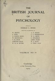 Cover of: The British journal of psychology.