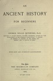 Cover of: An ancient history for beginners