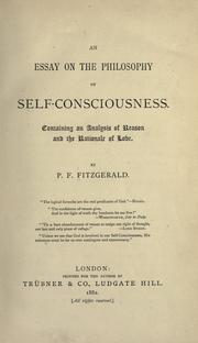 Cover of: An essay on the philosophy of self-consciousness by Penelope Frederica Fitzgerald