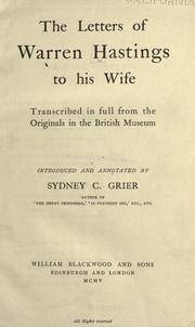 Cover of: The letters of Warren Hastings to his wife. by Hastings, Warren