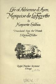 Cover of: Life of Adrienne d'Ayen: marquise de La Fayette
