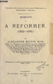 Cover of: Memoirs of a reformer, 1832-1892.