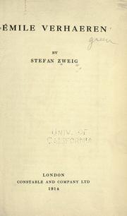 Émile Verhaeren by Stefan Zweig