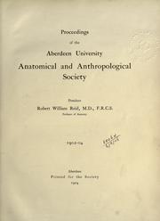 Cover of: Proceedings. by University of Aberdeen. Anatomical and Anthropological Society