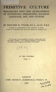 Cover of: Primitive culture by Edward B. Tylor
