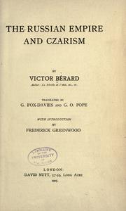 Cover of: The Russian empire and czarism
