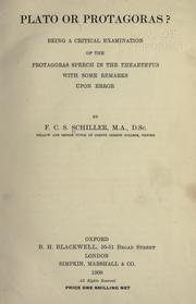 Cover of: Plato or Protagoras? by Schiller, F. C. S.