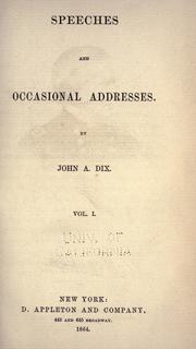 Cover of: Speeches and occasional addresses