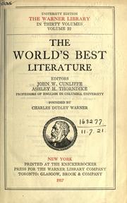 Cover of: The Warner library.: Editors: John W. Cunliffe, Ashley H. Thorndike.