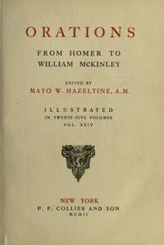 Cover of: Orations from Homer to William McKinley by Mayo Williamson Hazeltine