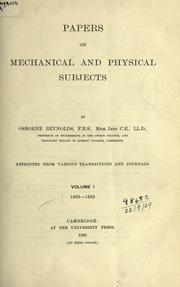 Papers on mechanical and physical subjects by Osborne Reynolds