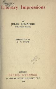 Cover of: Literary impressions. by Jules Lemaître