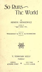 Cover of: So runs the world | Henryk Sienkiewicz