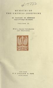 Cover of: Memoirs of the Empress Josephine by Rémusat, Claire Élisabeth Jeanne Gravier de Vergennes comtesse de
