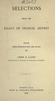 Cover of: Selections from the essays of Francis Jeffrey