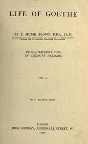 Cover of: Life of Goethe by Peter Hume Brown, Peter Hume Brown