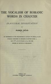 Cover of: The vocalism of Romanic words in Chaucer