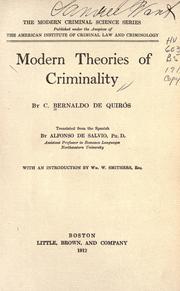 Cover of: Modern theories of criminality