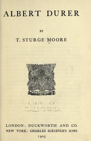Cover of: Albert Durer by T. Sturge Moore