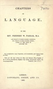 Cover of: Chapters of language. by Frederic William Farrar, Frederic William Farrar