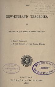 Cover of: The New-England tragedies. by Henry Wadsworth Longfellow