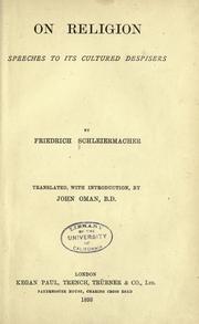 Cover of: On religion by Friedrich Schleiermacher