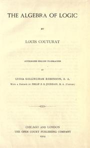 Cover of: The algebra of logic by Couturat, Louis