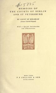 Cover of: Memoirs of the courts of Berlin and St. Petersburg
