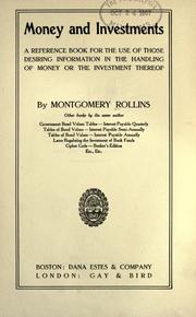 Cover of: Money and investments by Montgomery Rollins, Montgomery Rollins