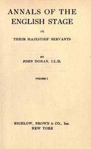 Cover of: Annals of the English stage by Doran Dr.