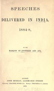 Cover of: Speeches delivered in India, 1884-1888