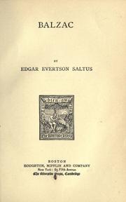Cover of: Balzac by Edgar Saltus