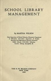 Cover of: School library management by Martha Wilson