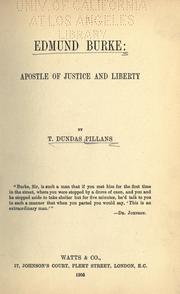 Cover of: Edmund Burke, apostle of justice and liberty.