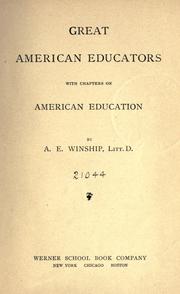 Cover of: Great American educators by Albert E. Winship