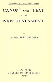 Cover of: Canon and text of the New Testament