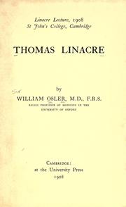 Cover of: Thomas Linacre by Sir William Osler