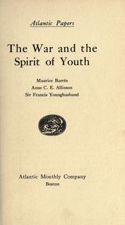 Cover of: The War and the spirit of youth