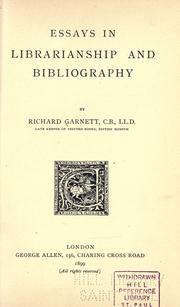 Cover of: Essays in librarianship and bibliography. by Richard Garnett