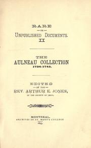 Cover of: The Aulneau collection, 1734-1745 by edited by Arthur E. Jones.