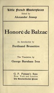 Honoré de Balzac by Honoré de Balzac