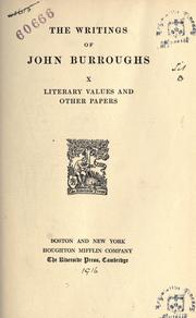Cover of: The writings of John Burroughs. by John Burroughs