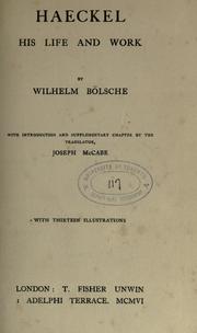 Cover of: Haeckel by Wilhelm Bölsche