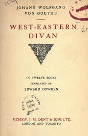 Cover of: West-eastern divan: in twelve books