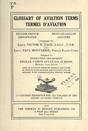 Cover of: Glossary of aviation terms.: Termes d'aviation.  English-French. Français-anglais ...