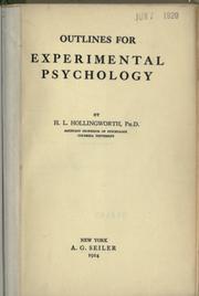 Cover of: Outlines for experimental psychology.