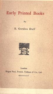 Cover of: Early printed books by E. Gordon Duff