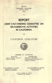 Cover of: Report of Joint Fact-Finding Committee on Un-American Activities