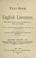 Cover of: A text-book on English literature