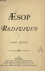 Cover of: Aesop redivivus. by Boyle, Mary.